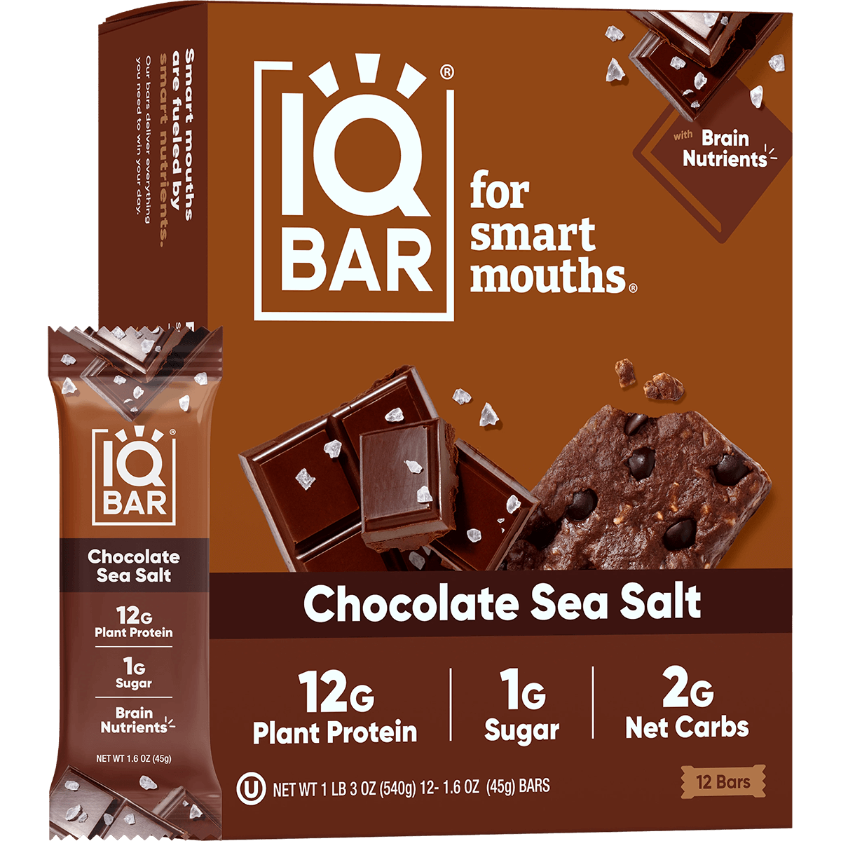 Chocolate Sea Salt (12 Bars) - IQ Bar - The Track and Field Store
