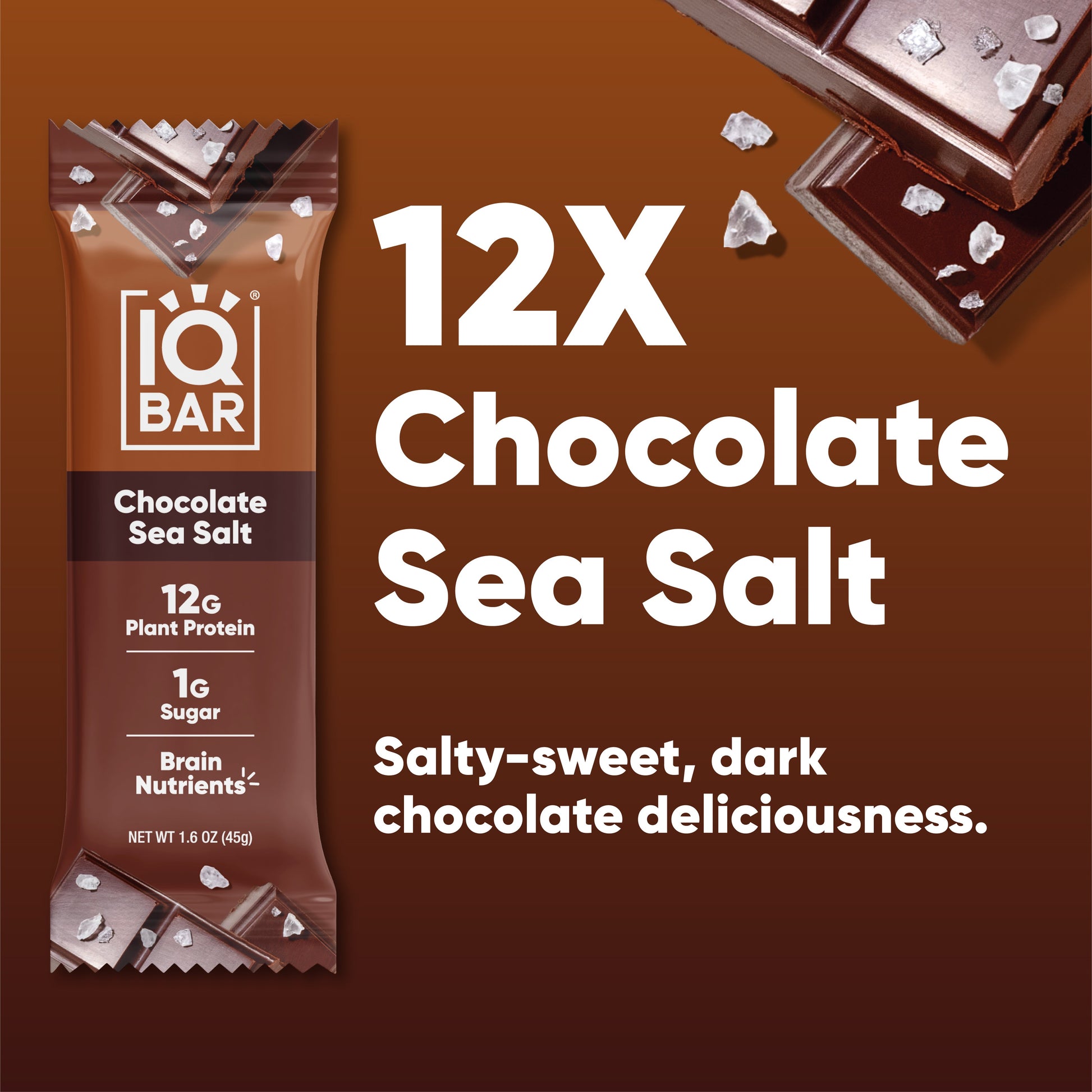 Chocolate Sea Salt (12 Bars) - IQ Bar - The Track and Field Store