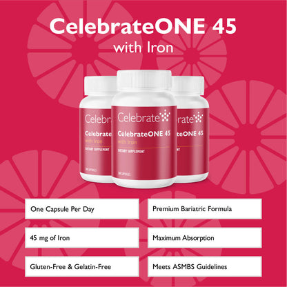 CelebrateONE 45 Once Daily Bariatric Multivitamin with Iron Capsules - Celebrate Vitamins Celebrate Vitamins