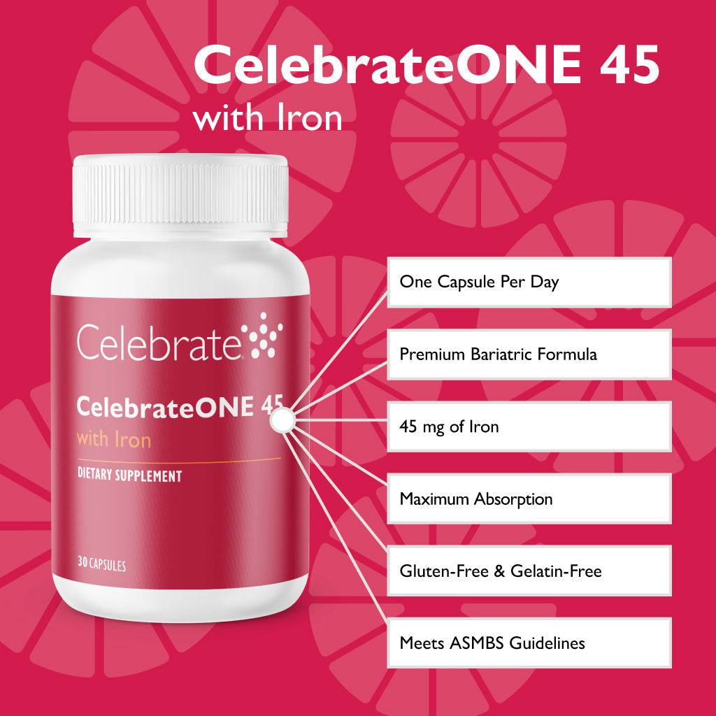 CelebrateONE 45 Once Daily Bariatric Multivitamin with Iron Capsules - Celebrate Vitamins Celebrate Vitamins