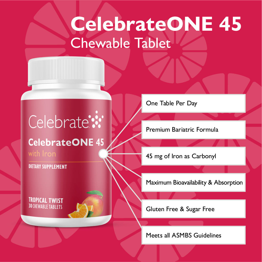CelebrateONE 45 Once Daily Bariatric Chewable Multivitamin with Iron - Celebrate Vitamins Celebrate Vitamins