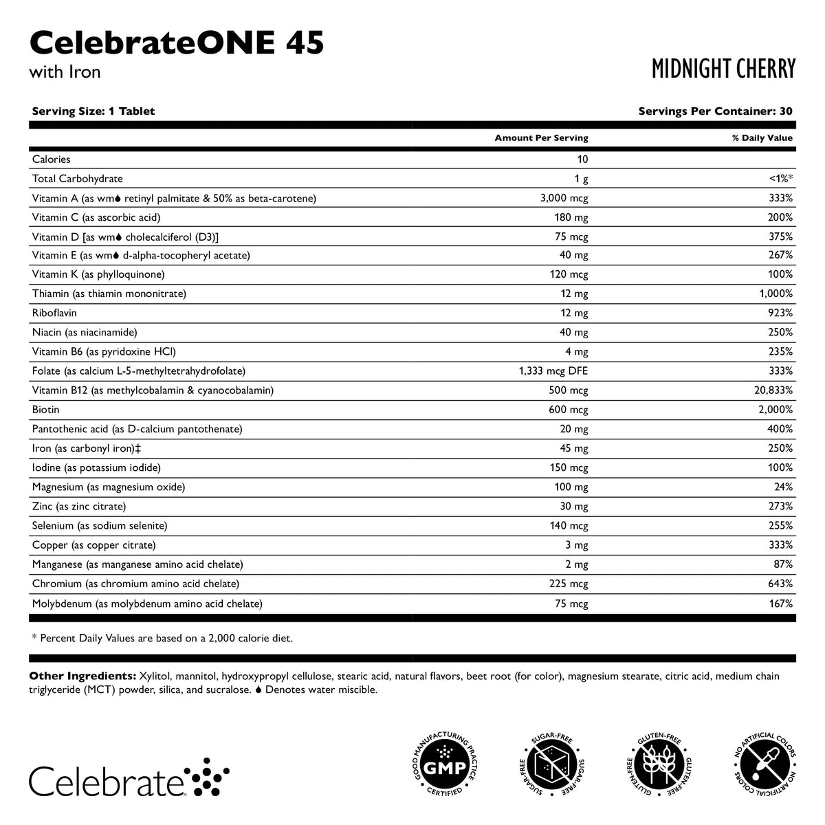 CelebrateONE 45 Once Daily Bariatric Chewable Multivitamin with Iron