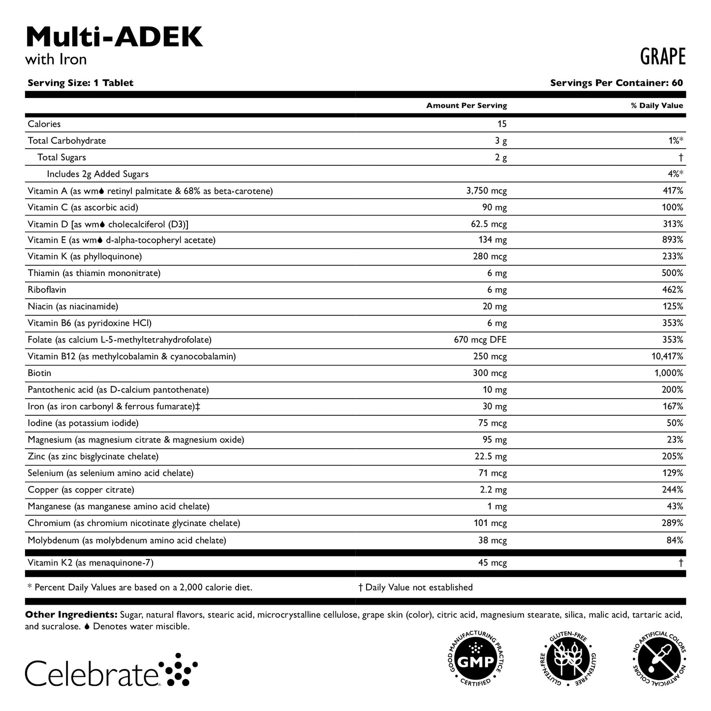 Multi-ADEK Chewable Multivitamin with Iron, Grape