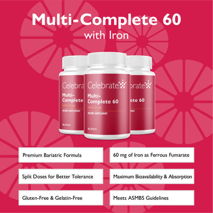 Multi-Complete 60 Bariatric Multivitamin with Iron Capsules - Celebrate Vitamins Celebrate Vitamins