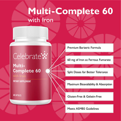 Multi-Complete 60 Bariatric Multivitamin with Iron Capsules - Celebrate Vitamins Celebrate Vitamins