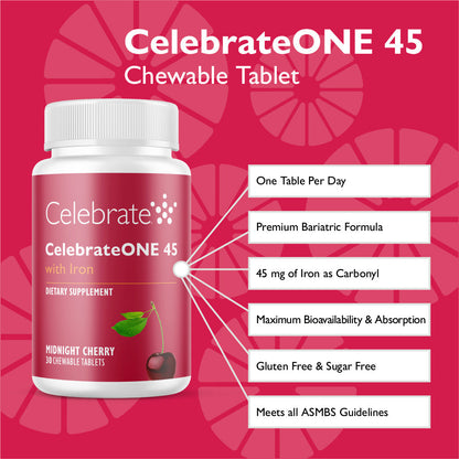 CelebrateONE 45 Once Daily Bariatric Chewable Multivitamin with Iron - Celebrate Vitamins Celebrate Vitamins