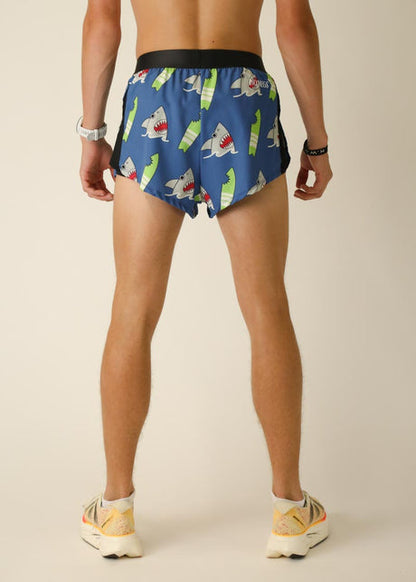 Men's Blue Sharks 2" Half Split Shorts - ChicknLegs Triathlete Store