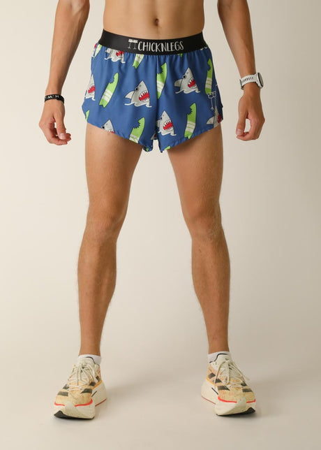 Men's Blue Sharks 2" Half Split Shorts - ChicknLegs Triathlete Store