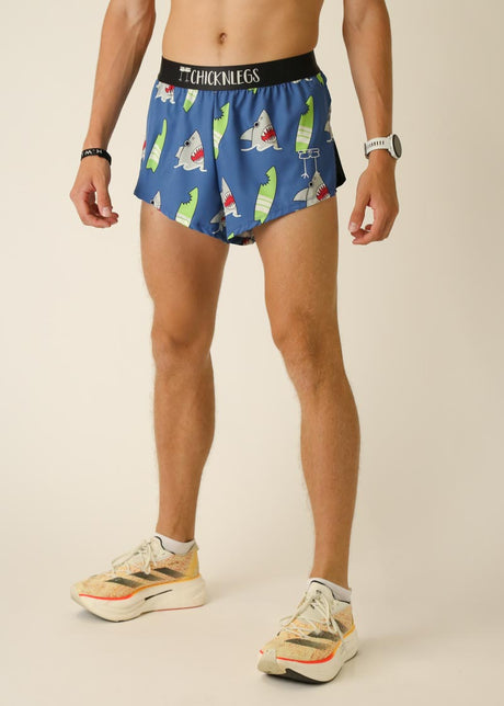 Men's Blue Sharks 2" Half Split Shorts - ChicknLegs Triathlete Store