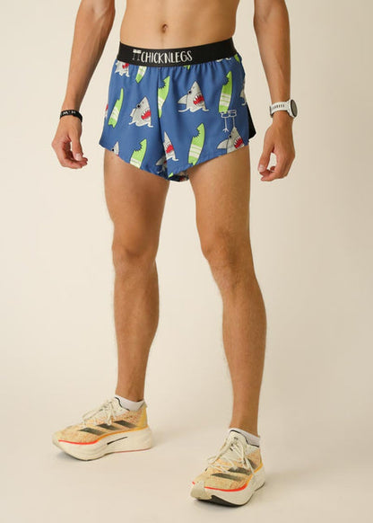Men's Blue Sharks 2" Half Split Shorts - ChicknLegs Triathlete Store