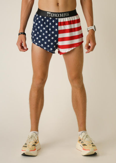 Men's USA 2" Half Split Shorts - ChicknLegs