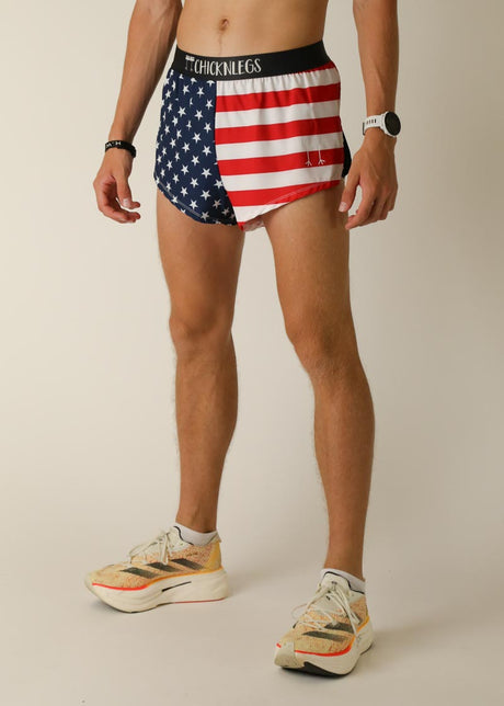 Men's USA 2" Half Split Shorts - ChicknLegs