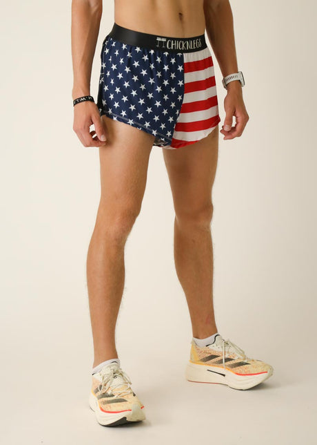 Men's USA 2" Half Split Shorts - ChicknLegs