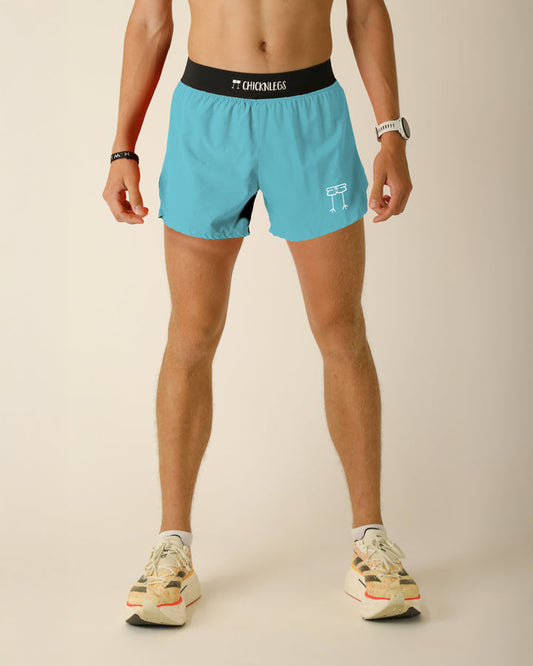 Men's Sky Blue 4" Half Split Shorts - ChicknLegs