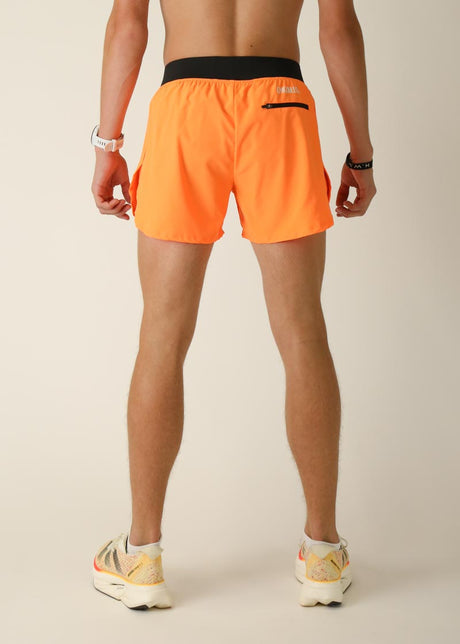Men's Neon Orange 4" Half Split Shorts - ChicknLegs