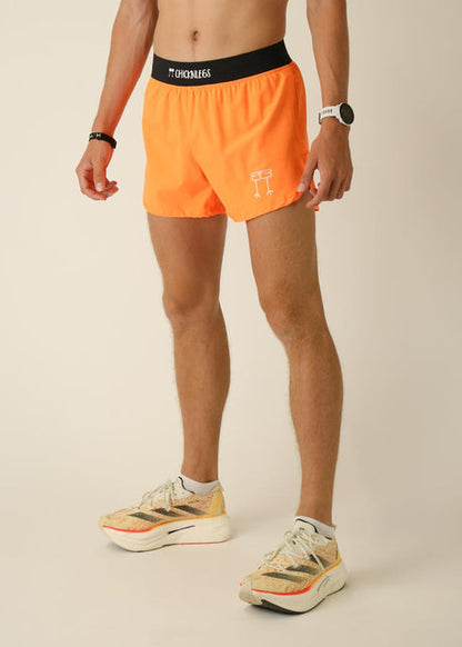 Men's Neon Orange 4" Half Split Shorts - ChicknLegs
