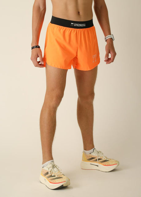 Men's Neon Orange 4" Half Split Shorts - ChicknLegs