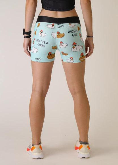 Women's Swaggy Chickens 3" 2-Pocket Compression Shorts (Large) - ChicknLegs