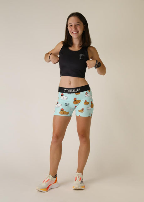 Women's Swaggy Chickens 3" 2-Pocket Compression Shorts (Large) - ChicknLegs