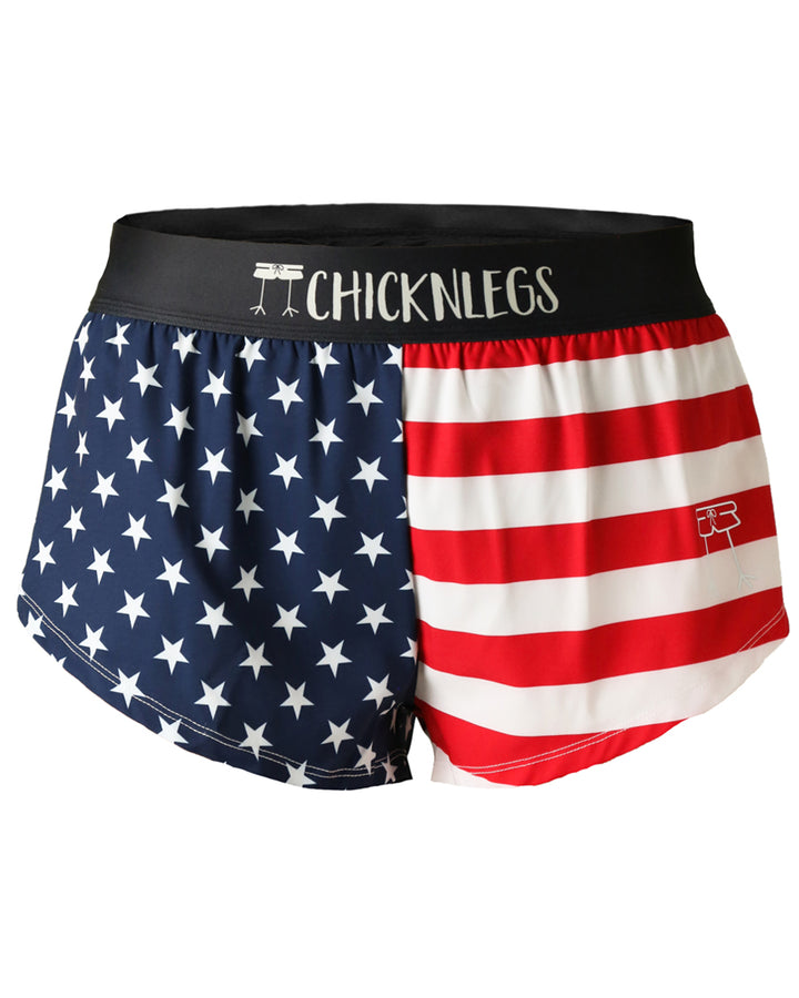 Women's USA 1.5" Split Shorts (Stars & Stripes) - ChicknLegs Triathlete Store