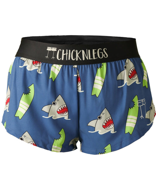 Women's Blue Sharks 1.5" Split Shorts XXS, XS, S, M, L, XL - ChicknLegs