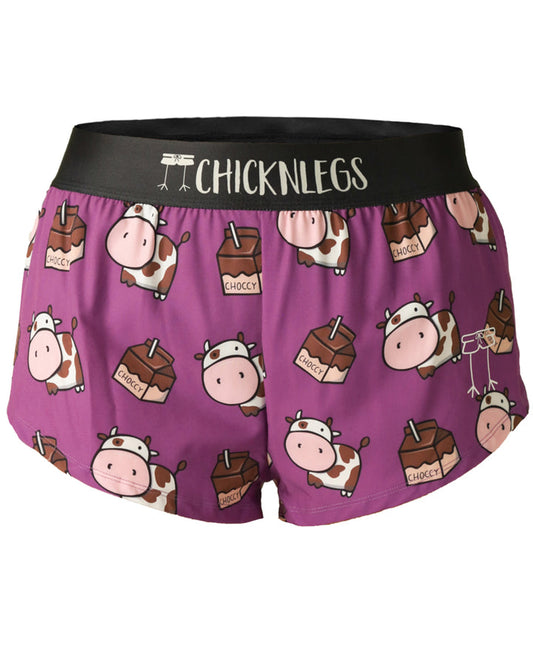 Women's Choccy Cows 1.5" Split Shorts (Purple) XXS XS S M L XL - ChicknLegs