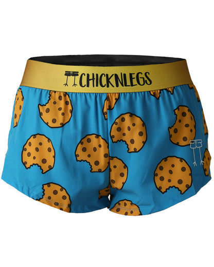 Women's Chocolate Chip Cookies 1.5" Split Shorts (Blue) XXS-XL - ChicknLegs