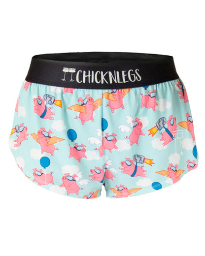 Women's Flying Pigs 1.5" Split Shorts (XXS XS S M L XL) - ChicknLegs Triathlete Store