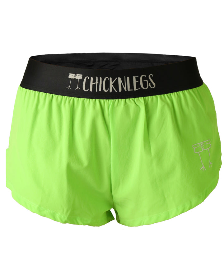 Women's Neon Green 1.5" Split Shorts - ChicknLegs Triathlete Store