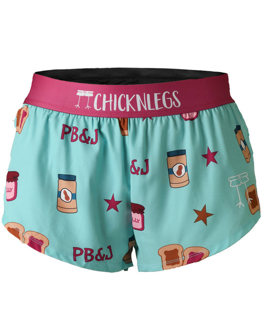 Women's PB&J 1.5" Split Shorts (Light Blue/Magenta) XXS, XS, S, M, L, XL - ChicknLegs