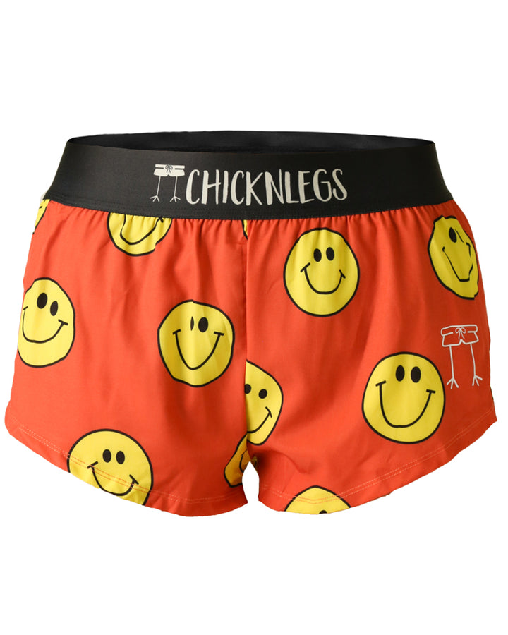 Women's Smiley 1.5" Split Shorts (Orange) - ChicknLegs Triathlete Store