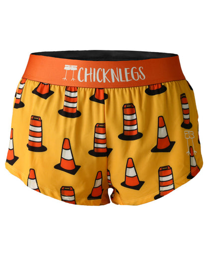 Women's Traffic Cones 1.5" Split Shorts (Yellow/Orange) - ChicknLegs