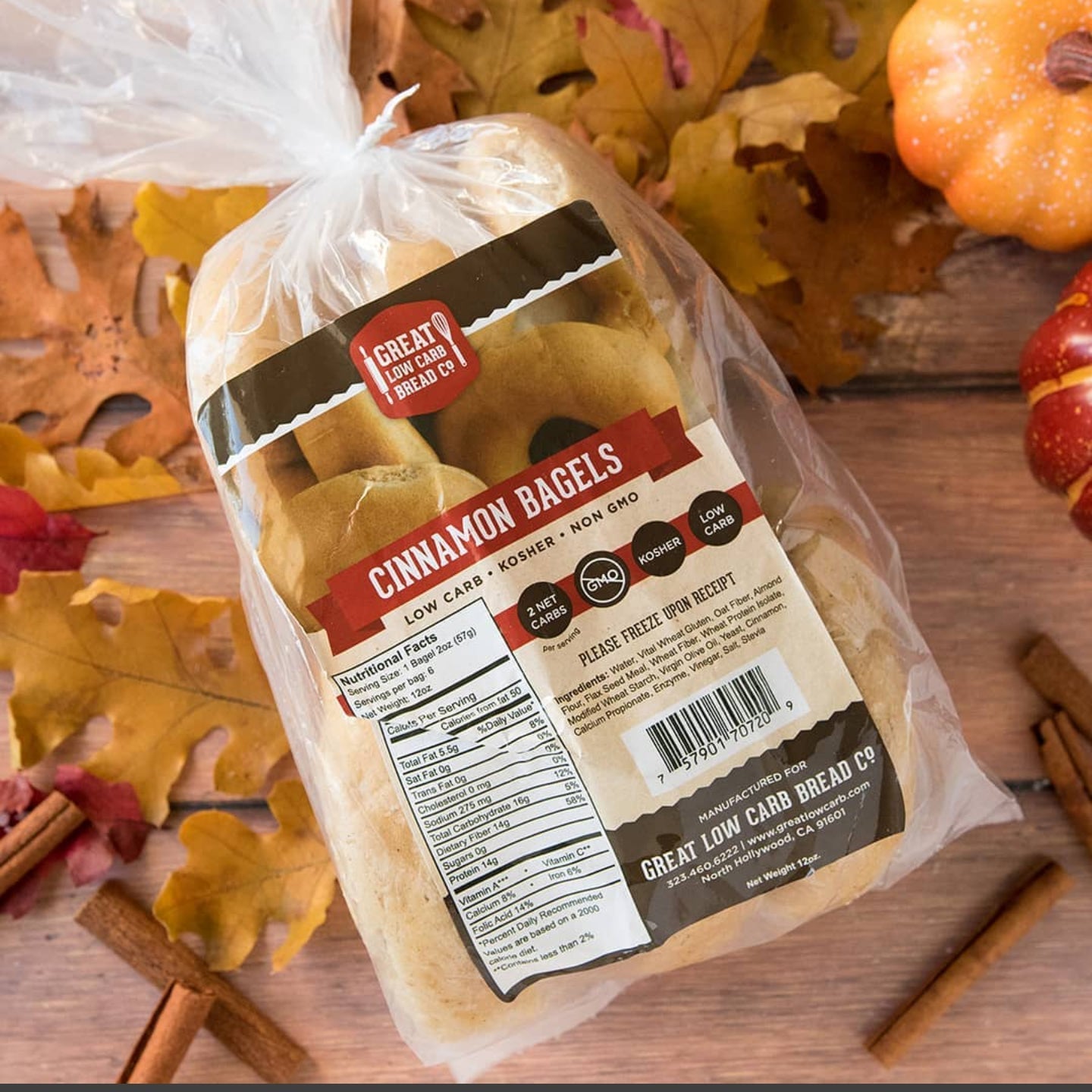 Cinnamon Bagel - 0g Net Carb, High in Protein, High Fiber, Non-GMO - Wholesome Provisions