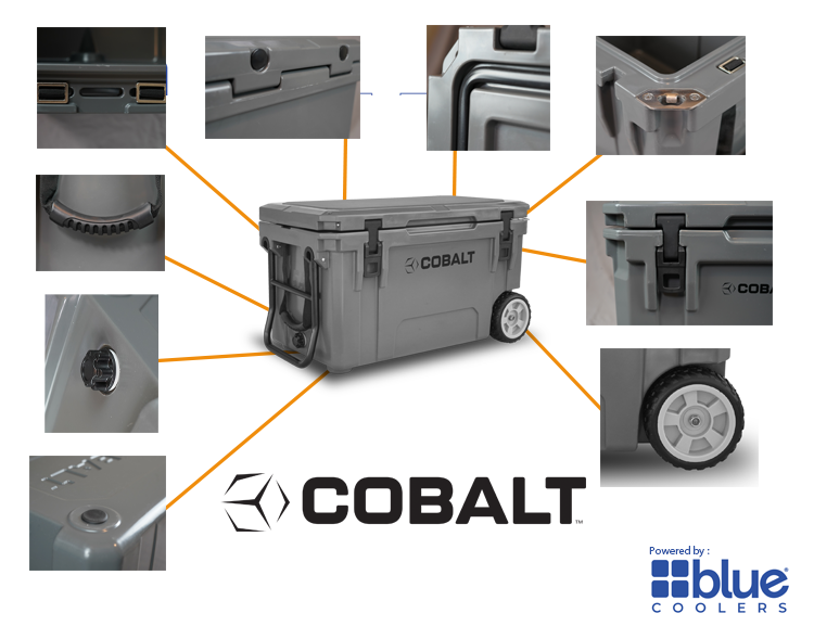 Cobalt 55 Quart with Wheels Roto-Molded Super Cooler - Blue Coolers - The Track and Field Store