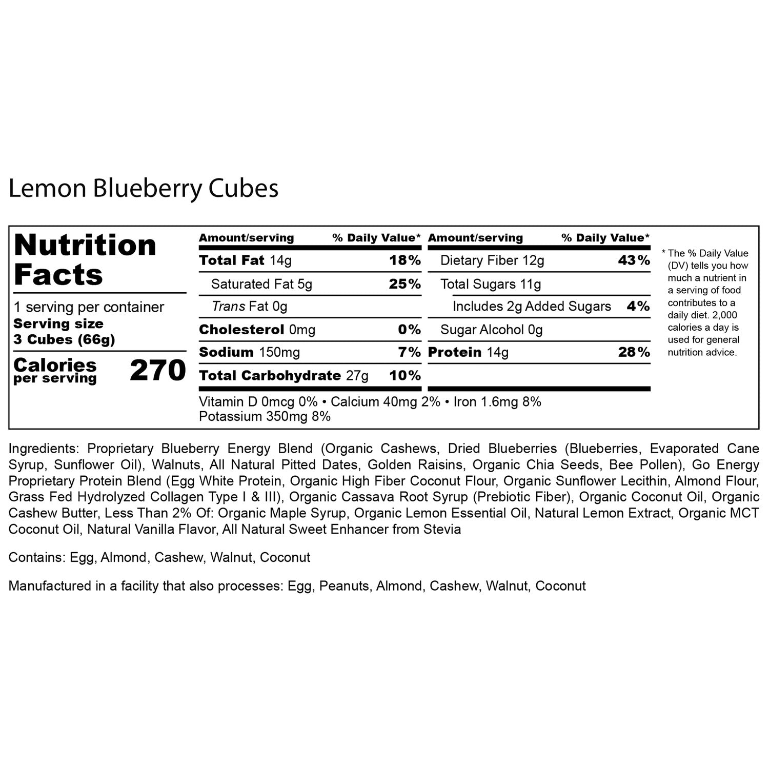 Lemon Blueberry E3 Energy Cubes - Protein Bars (12 bars) - The Track and Field Store