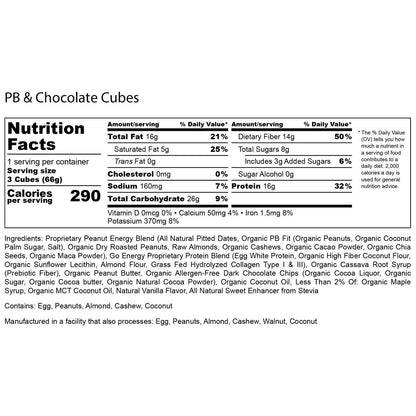 Peanut Butter & Chocolate E3 Energy Cubes - Protein Bars (12 bars) - The Track and Field Store