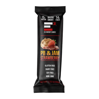 PB & Jam - Strawberry E3 Energy Cubes - Protein Bars (12 bars)