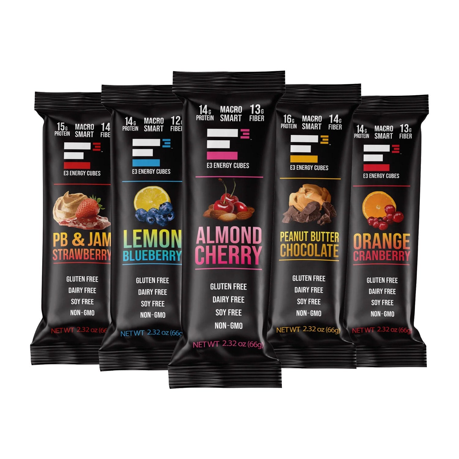 5 Flavor Variety Pack E3 Energy Cubes - Protein Bars (12 bars mixed flavors) - The Track and Field Store