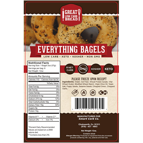 Everything Bagel - 0g Net Carb, High in Protein, High Fiber, Non-GMO - Wholesome Provisions