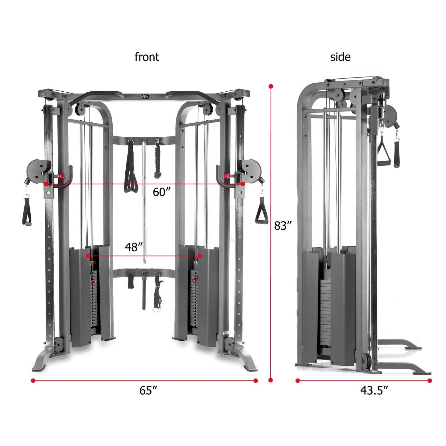 Functional Trainer Cable Machine with Dual 200 lb Weight Stacks - Xmark