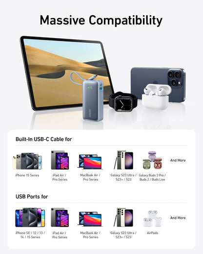 Anker Nano Power Bank (30W, Built-In USB-C Cable) Anker