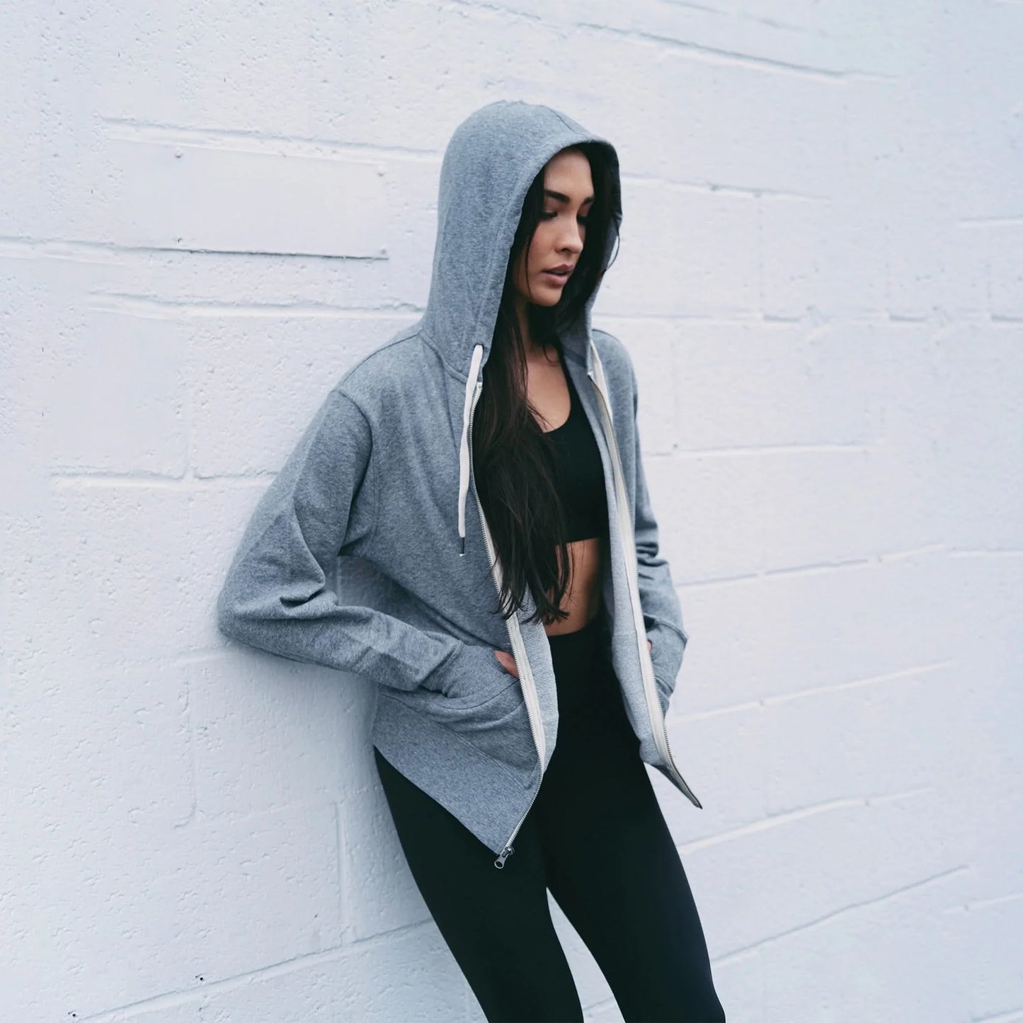 Heathered French Terry Full-Zip Hooded Sweatshirt - Without Limits