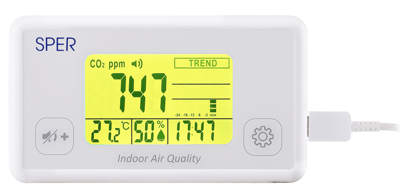Indoor Air Quality Monitor with Color Coded Display - Sper Scientific