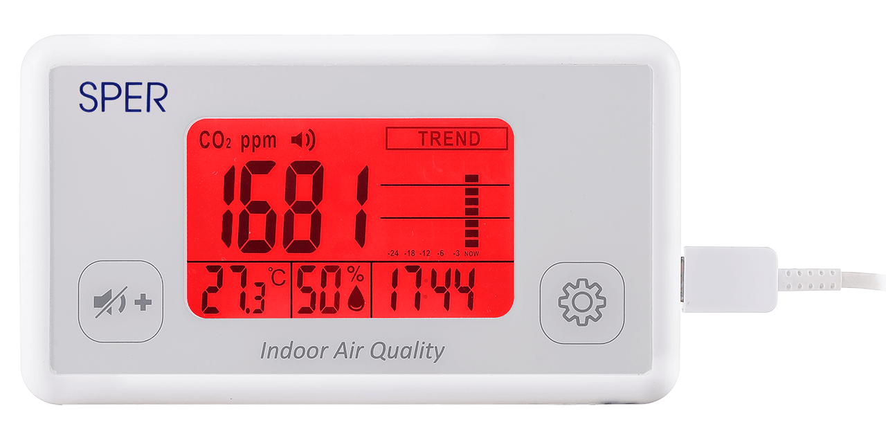 Indoor Air Quality Monitor with Color Coded Display - Sper Scientific