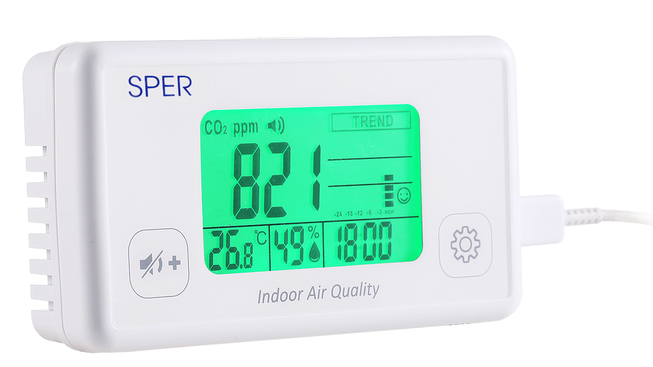 Indoor Air Quality Monitor with Color Coded Display - Sper Scientific