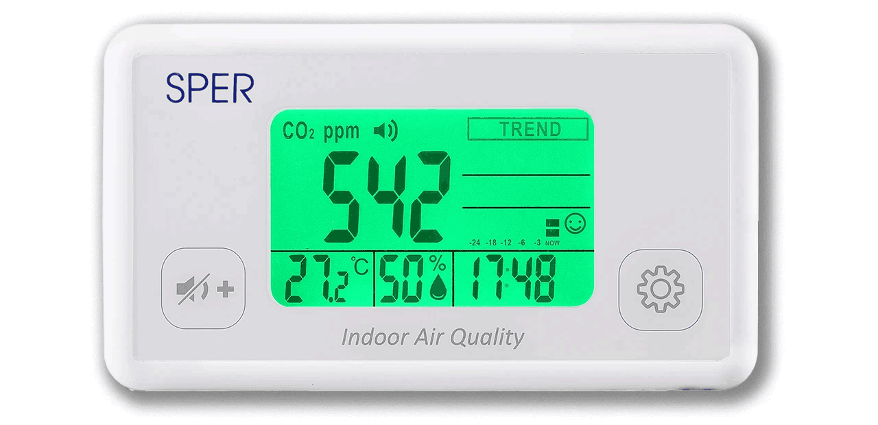 Indoor Air Quality Monitor with Color Coded Display - Sper Scientific