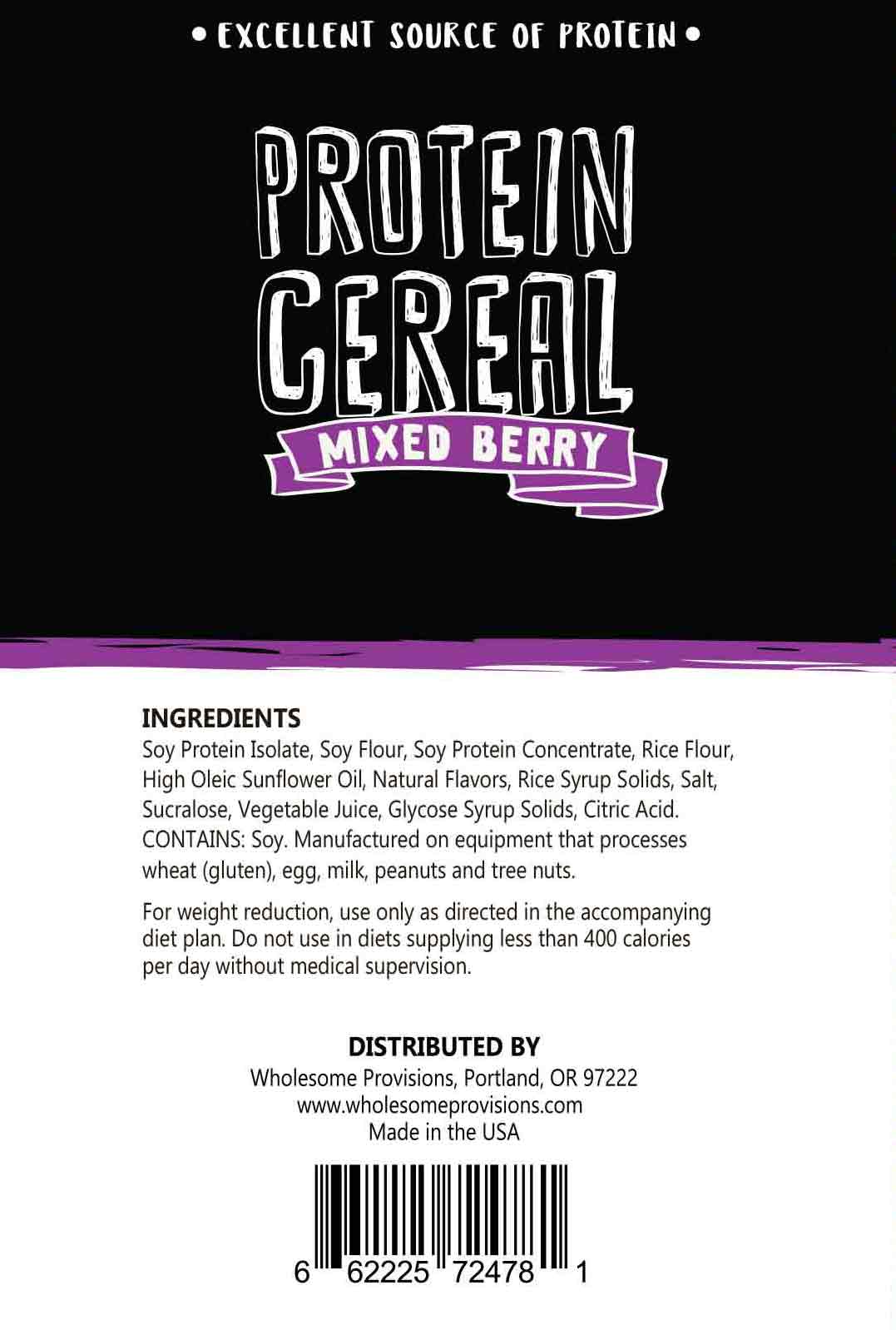 Mixed Berry Protein Cereal - High Protein & Fiber, Low Carb - Wholesome Provisions