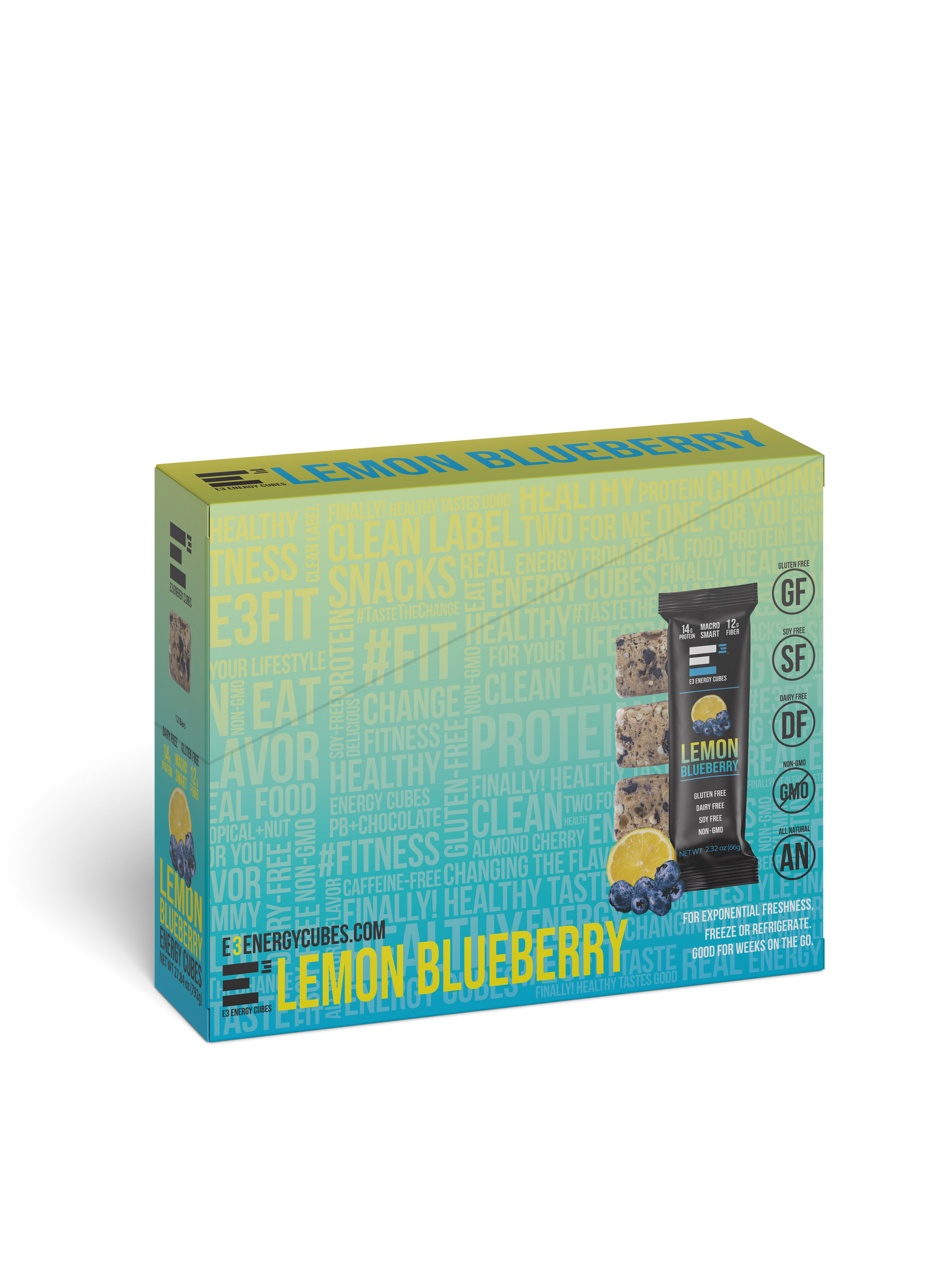 Lemon Blueberry E3 Energy Cubes - Protein Bars (12 bars) - The Track and Field Store