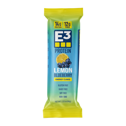 Lemon Blueberry E3 Energy Cubes | High-Fiber, All-Natural Protein Bars (12 bars)