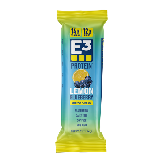 Lemon Blueberry E3 Energy Cubes | High-Fiber, All-Natural Protein Bars (12 bars)